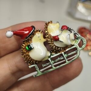 Festive Squirrel Sleigh Brooch